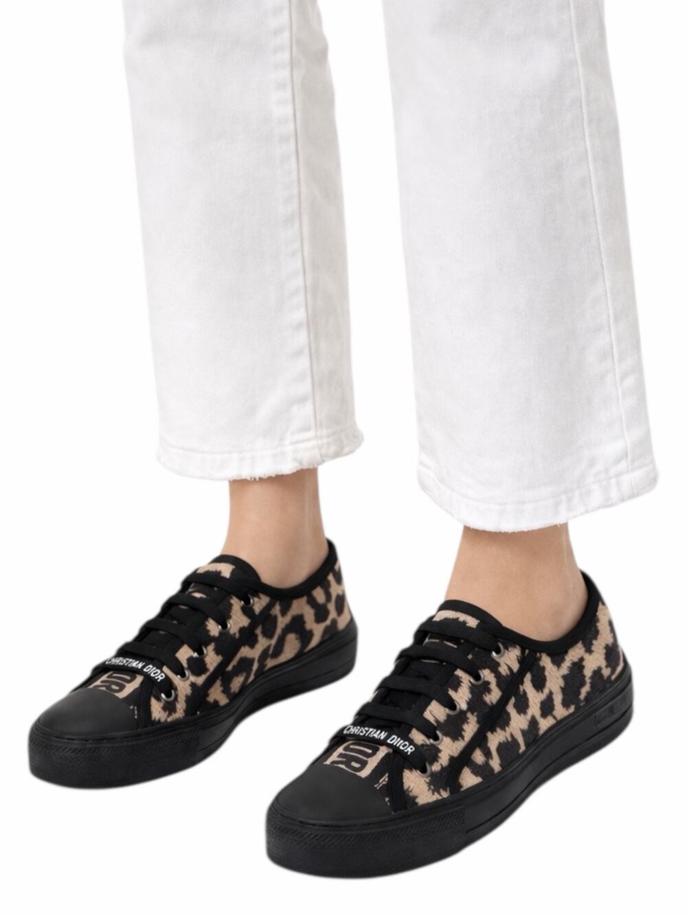 Christian Dior Walk'n'Dior Sneaker Dior Logo Leopard Print Brown Size 37